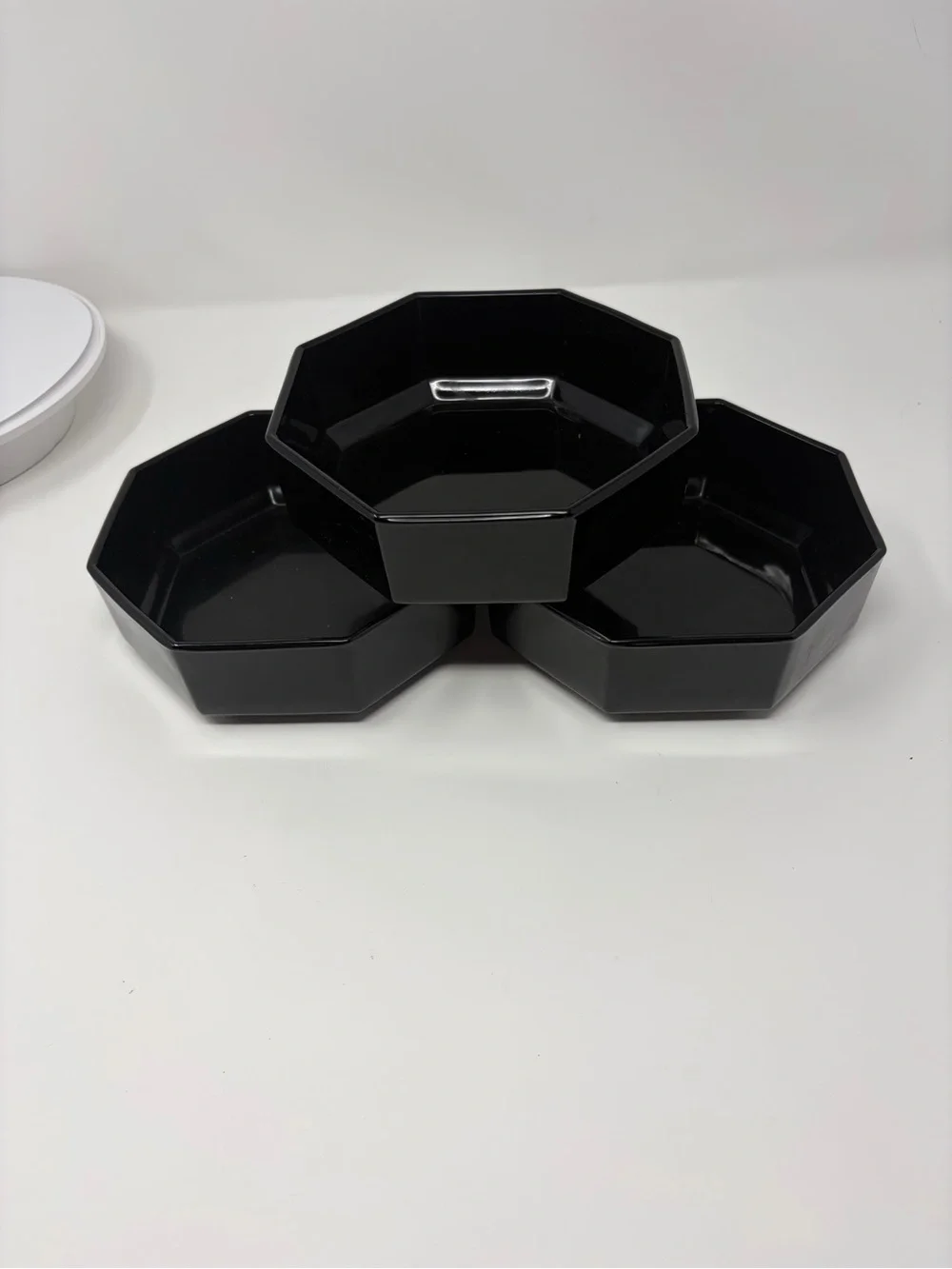 Set of 3 Vintage Arcoroc Octime black octagonal bowls - 5.5